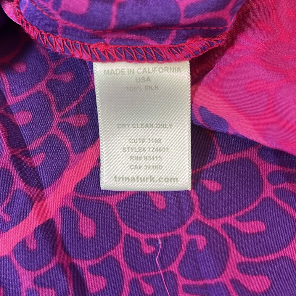 Trina Turk Hot Magenta & Purple Silk Halter Top size Medium - Picture 8 of 10
